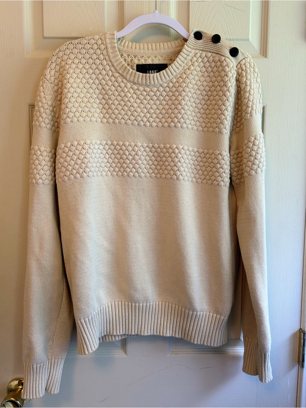 H&M Cream Textured Knit Crewneck Sweater